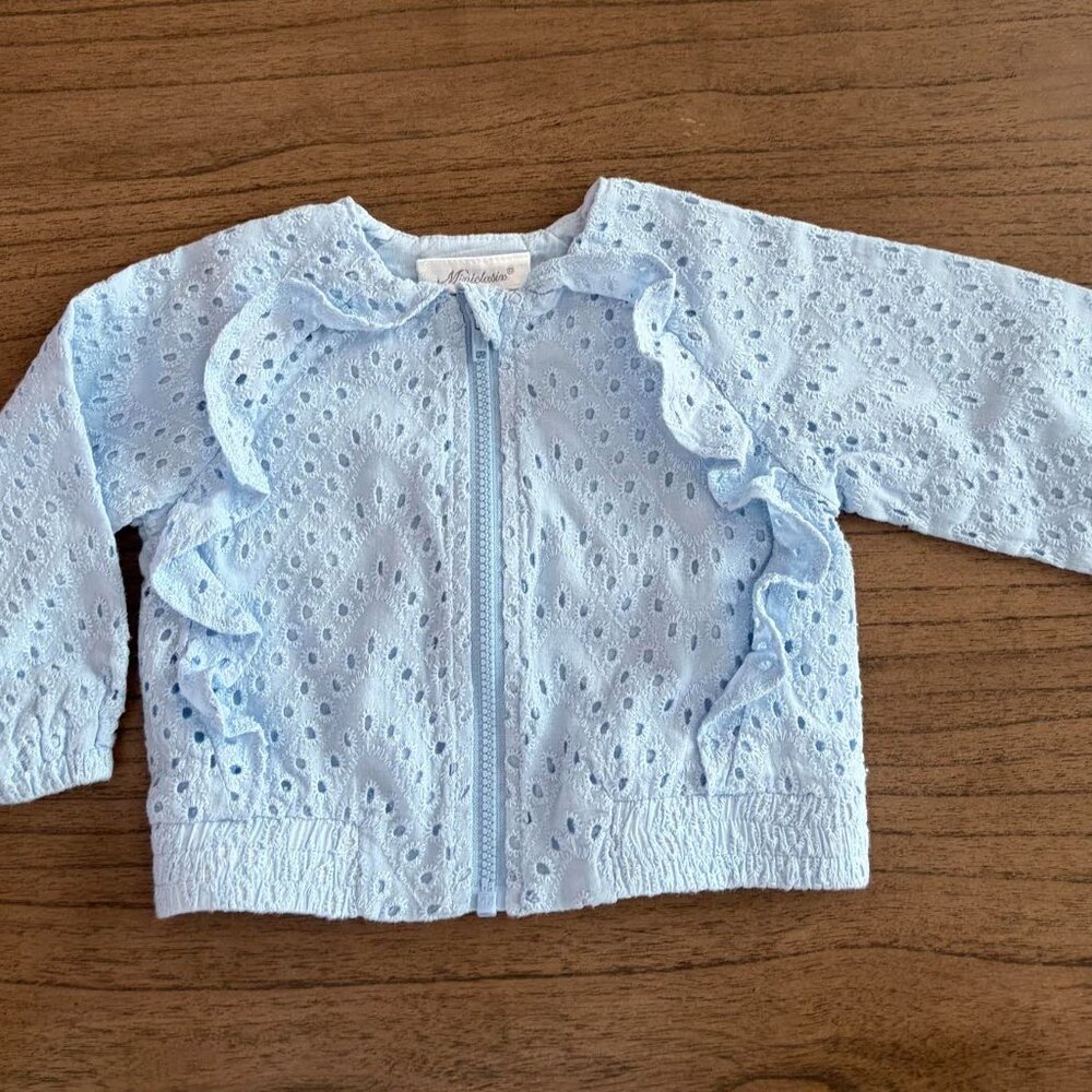 MIniclasix Baby Girl's  Ruffled Eyelet Lace Top 9- Mo.